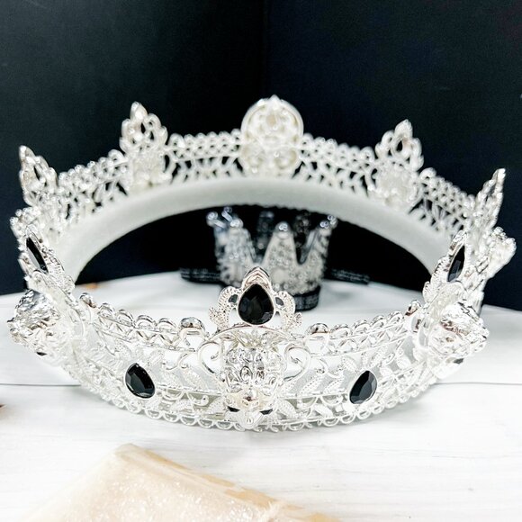 Silver Skull Crown, Skeleton King Crown, Gothic Crown, Renaissance Faire Crown - Picture 6 of 10